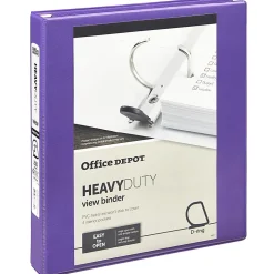 Office DepotĀ® Heavy-Duty View 3-Ring Binder, 1" D-Rings, Purple