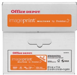 Office DepotĀ® ImagePrintĀ® Multi-Use Printer & Copy Paper, 5 Reams, White, Letter Size, 2500 Sheets Per Case, 20 Lb, 98 Brightness - 1914
