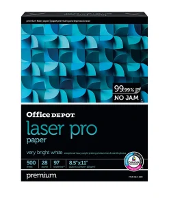 Office Depot® Laser Pro Paper, 1 Ream, White, Letter Size (8 1/2" x 11"), Ream Of 500 Sheets, 28 Lb, 97 Brightness