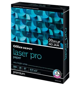 Office Depot® Laser Pro Paper, 1 Ream, White, Letter Size (8 1/2" x 11"), Ream Of 500 Sheets, 28 Lb, 97 Brightness