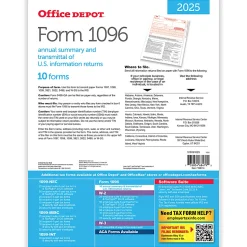 Office Depot® 1096 Laser Tax Forms, 1-Part, 8-1/2