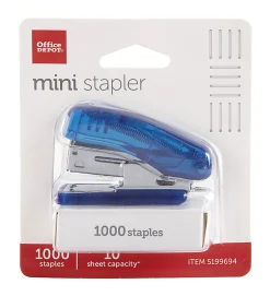 Office Depot® Mini Stapler with Built-In Remover, 2-1/4", Assorted Colors