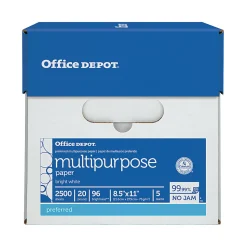 Office Depot® Multi-Use Printer & Copy Paper, 5 Reams, White, Letter (8.5
