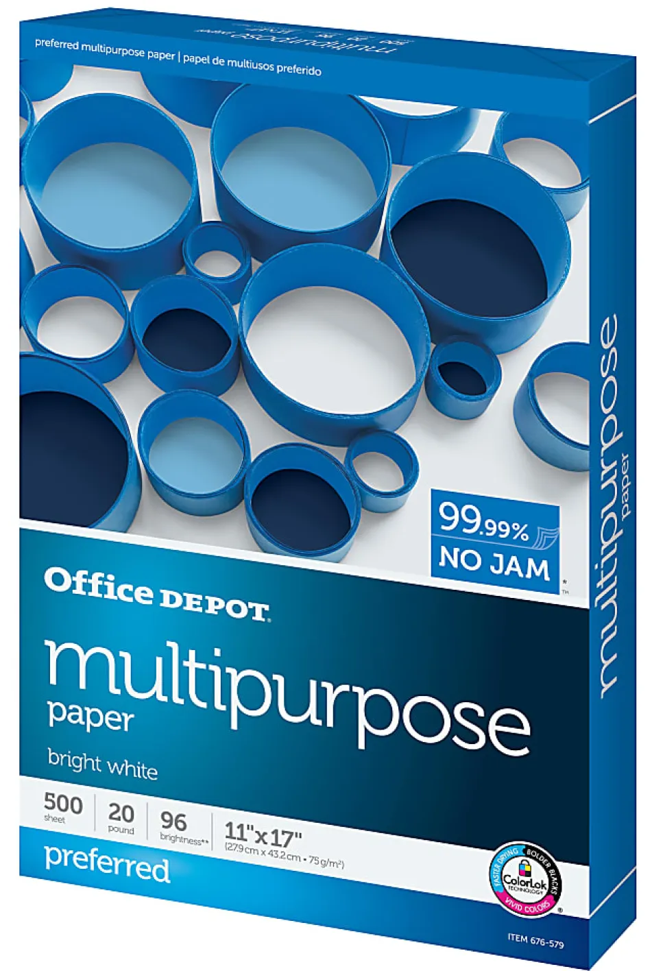 Office Depot® Multi-Use Printer & Copy Paper, 1 Ream, White, Ledger (11" x 17"), 500 Sheets Per Ream, 20 Lb, 96 Brightness, 1809RM