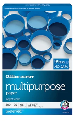 Office Depot® Multi-Use Printer & Copy Paper, 1 Ream, White, Ledger (11