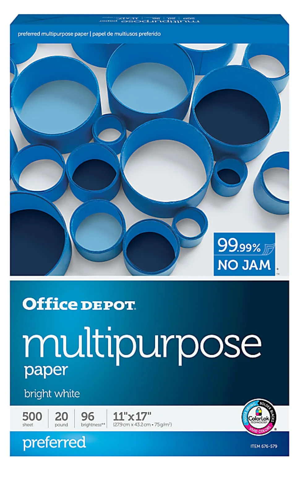 Office Depot® Multi-Use Printer & Copy Paper, 1 Ream, White, Ledger (11" x 17"), 500 Sheets Per Ream, 20 Lb, 96 Brightness, 1809RM