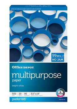 Office Depot® Multi-Use Printer & Copy Paper, 1 Ream, White, Legal (8.5" x 14"), 500 Sheets Per Ream, 20 Lb, 96 Brightness,