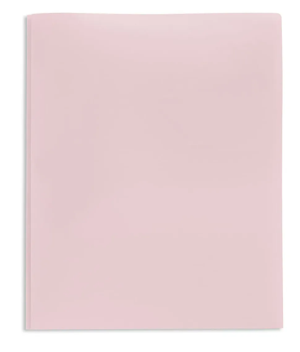 Office Depot® 2-Pocket School-Grade Poly Folder With Prongs, Letter Size, Light Pink