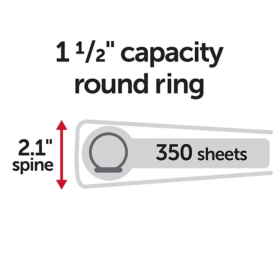 Office Depot® 3-Ring Durable View Binder, 1-1/2" Round Ring, Berry Plum