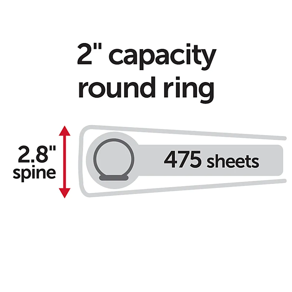 Office Depot® 3-Ring Durable View Binder, 2" Round Ring, Serene Blue