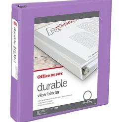 Office DepotĀ® 3-Ring Durable View Binder, 1-1/2" Round Rings, 49% Recycled, Purple