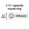 Office Depot® 3-Ring Durable View Binder, 1-1/2" Round Ring, Serene Blue