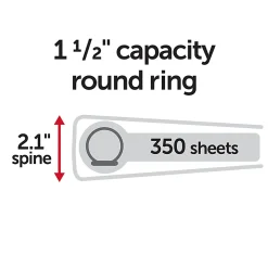 Office DepotĀ® 3-Ring Durable View Binder, 1-1/2" Round Ring, Serene Blue