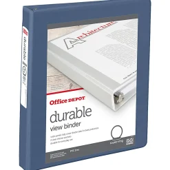 Office DepotĀ® 3-Ring Durable View Binder, 1" Round Ring, Serene Blue