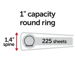 Office Depot® 3-Ring Durable View Binder, 1" Round Ring, Serene Blue