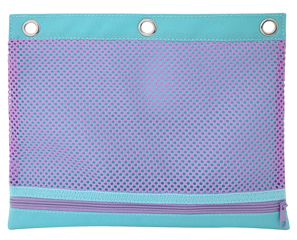 Office Depot® 3-Ring Mesh Pencil Pouch, 8" x 10-1/4", Lilac