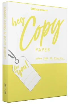 Office DepotĀ® School Color Copy Paper, Yellow, Letter (8.5" x 11"), 300 Sheets Per Pack, 20 Lb