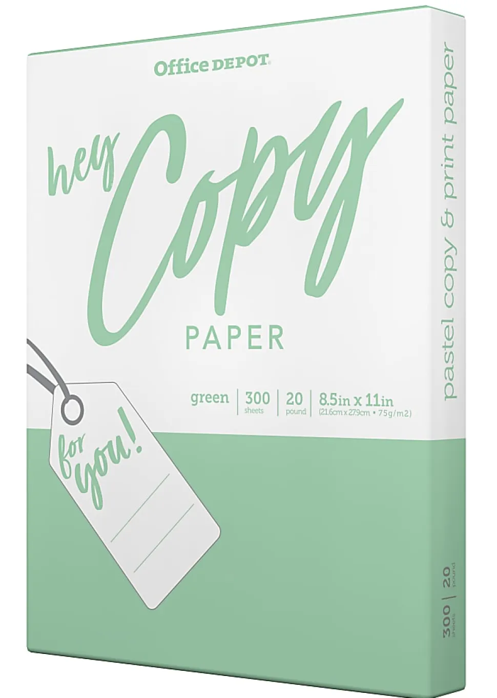 Office Depot® School Color Copy Paper, Green, Letter (8.5" x 11"), 300 Sheets Per Pack, 20 Lb