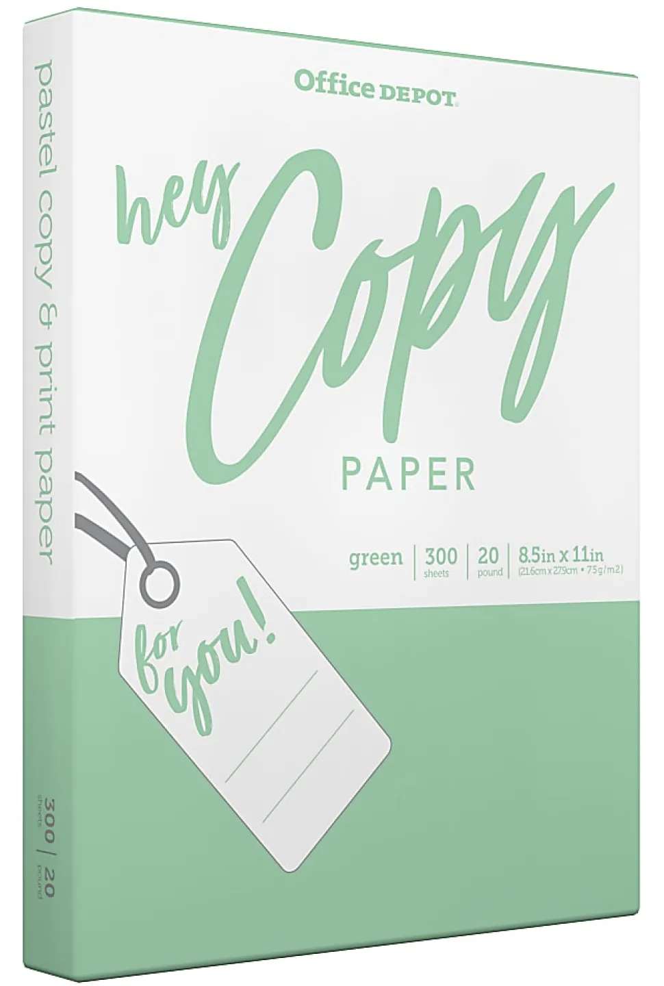 Office Depot® School Color Copy Paper, Green, Letter (8.5" x 11"), 300 Sheets Per Pack, 20 Lb