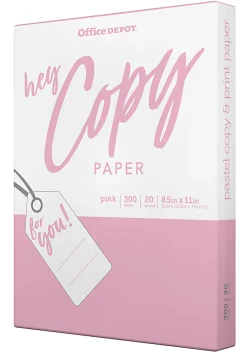 Office Depot® School Color Copy Paper, Pink, Letter (8.5" x 11"), 300 Sheets Per Pack, 20 Lb