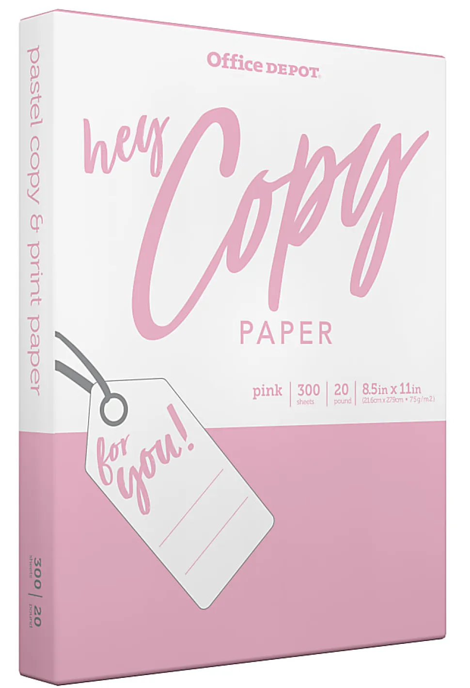 Office Depot® School Color Copy Paper, Pink, Letter (8.5" x 11"), 300 Sheets Per Pack, 20 Lb