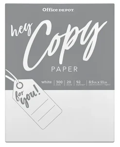 Office DepotĀ® School Multi-Use Printer & Copy Paper, White, Letter (8.5" x 11"), 300 Sheets Per Pack, 20 Lb, 92 Brightness