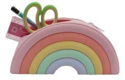 Office Depot® Silicone Pencil Pouch, 5" x 9-1/2", Pastel Rainbow