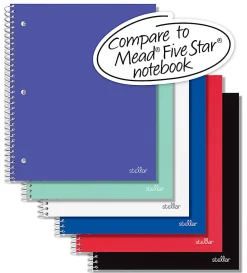 Office Depot® Stellar Poly Notebooks, 8-1/2" x 11", 1 Subject, Quadrille Ruled, 100 Sheets, Assorted Colors, Pack Of 6 Notebooks