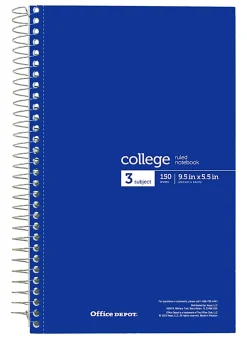 Office Depot® Wirebound Notebooks, 6" x 9-1/2", 3 Subjects, College Ruled, 150 Sheets, Assorted Colors, Pack Of 6 Notebooks