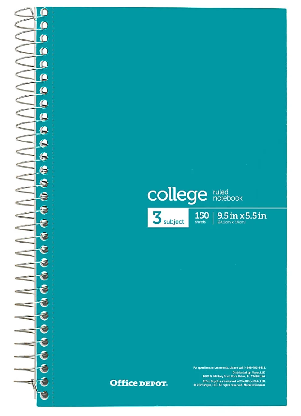 Office Depot® Wirebound Notebooks, 6" x 9-1/2", 3 Subjects, College Ruled, 150 Sheets, Assorted Colors, Pack Of 6 Notebooks