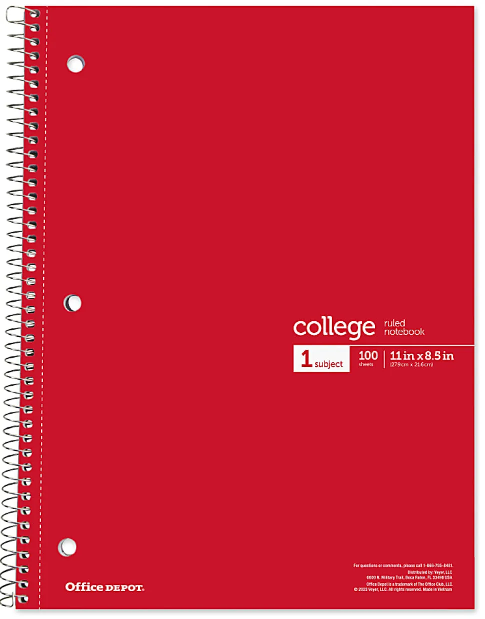 Office Depot® Wirebound Notebooks, 8 1/2" x 11", 1 Subject, College Ruled, 100 Sheets, Assorted Colors, Pack Of 6 Notebooks