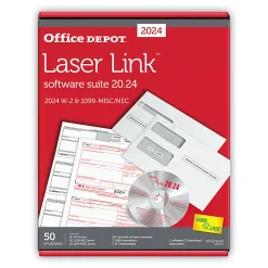 Office Depot® W-2/1099 Laser Form Sets With Envelopes And Software, 6-Part/4-Part, 8-1/2