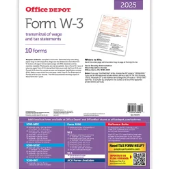 Office Depot® W-2 Laser Tax Forms, 6-Part, 2-Up, 8-1/2