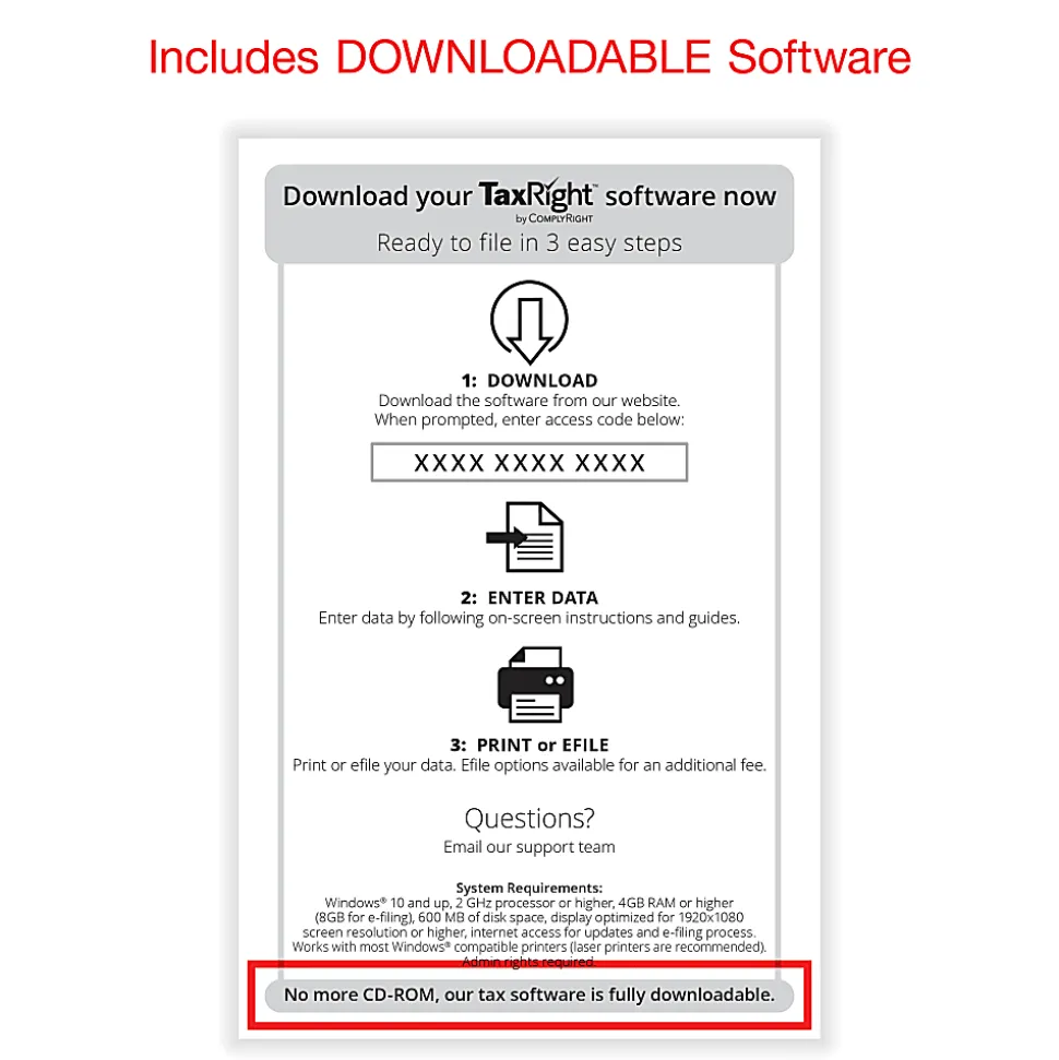 Office Depot® W-2 Laser Tax Forms With Software, 6-Part, 2-Up, 8-1/2" x 11", Pack Of 50 Form Sets, 56225