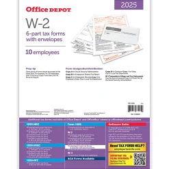 Office Depot® W-2 Laser Tax Forms And Envelopes, 6-Part, 2-Up, 8-1/2