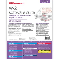 Office Depot® W-2 Laser Tax Forms With Software, 6-Part, 2-Up, 8-1/2