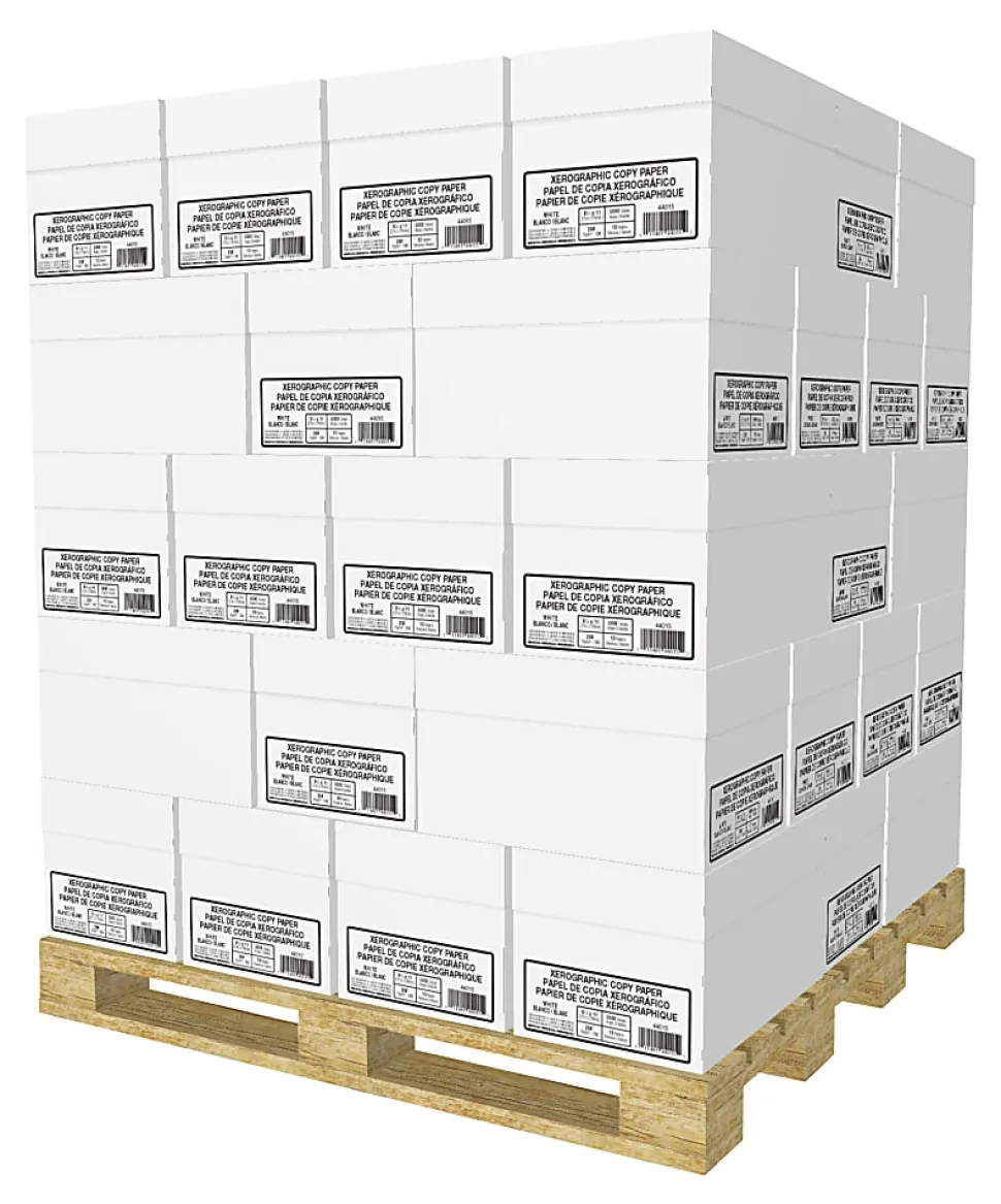 Office Depot® Xerographic Copy Paper, 10 Reams, White, Letter (8.5" x 11"), 200000 Sheets Per Pallet, 20 Lb, 92 Brightness