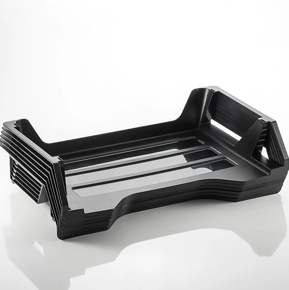Officemate 26212 Achieva Side Load Letter Tray, Recycled, 6/ PK, Black - 6 Tier(s) - 15"x15.1"x 8.9" Depth - 26212