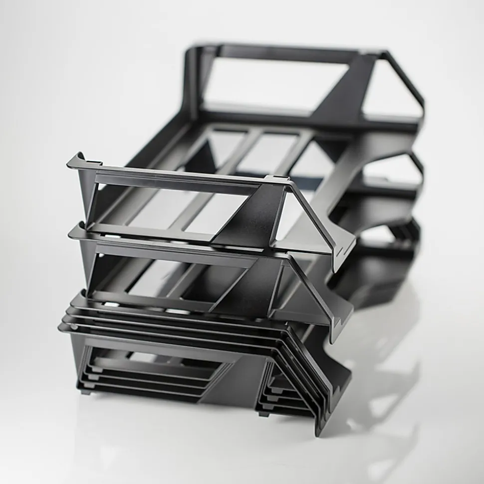 Officemate 26212 Achieva Side Load Letter Tray, Recycled, 6/ PK, Black - 6 Tier(s) - 15"x15.1"x 8.9" Depth - 26212