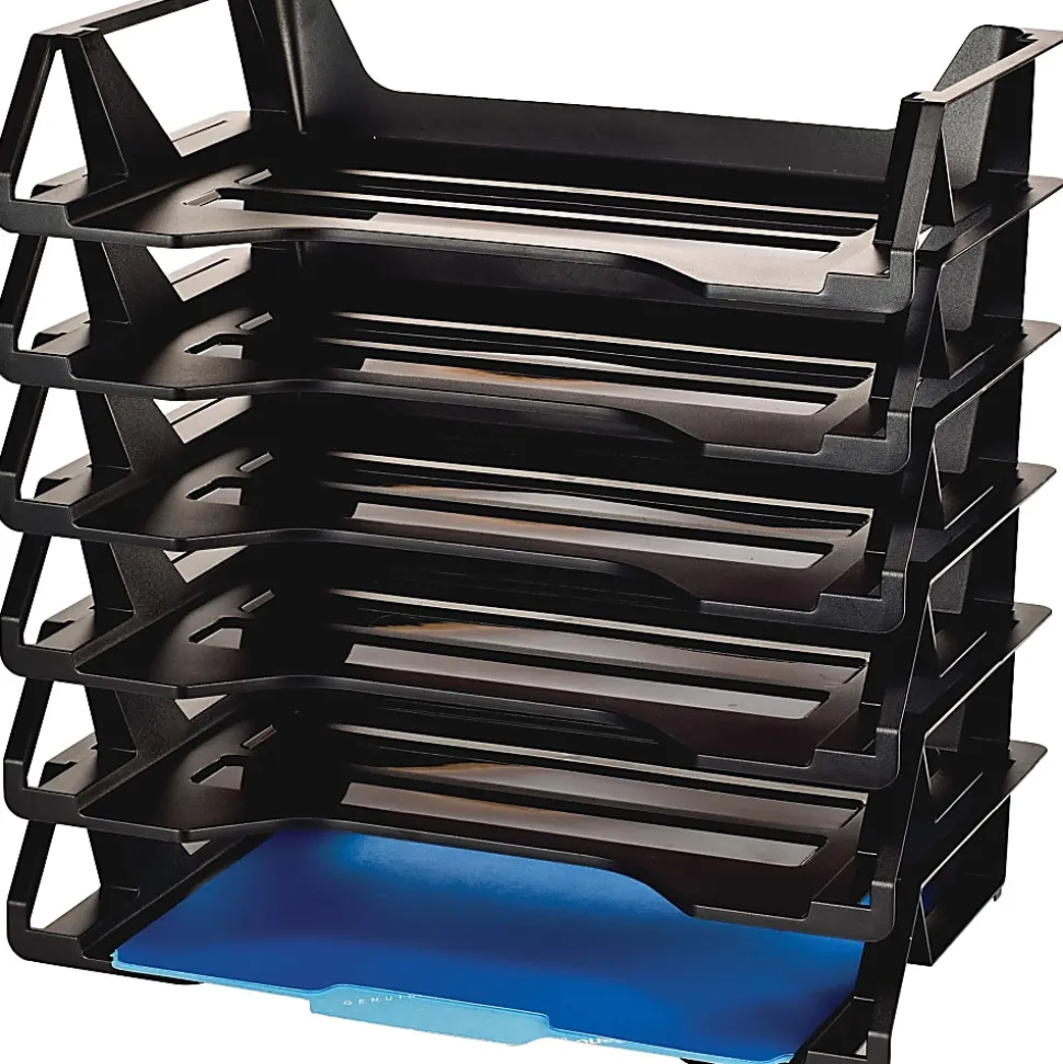 Officemate 26212 Achieva Side Load Letter Tray, Recycled, 6/ PK, Black - 6 Tier(s) - 15"x15.1"x 8.9" Depth - 26212