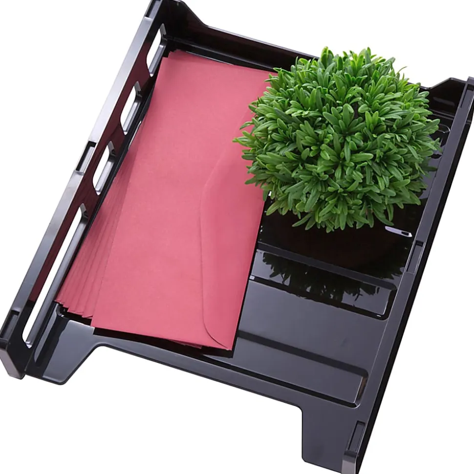 Officemate® Front Load Letter Tray, 10 1/2"H x 12 1/2"W x 2 7/8"D, Black