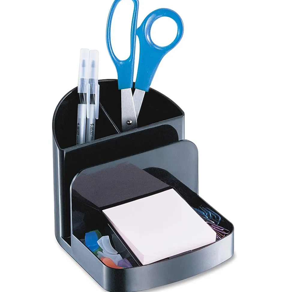 Officemate 26022 Recycled Deluxe Desktop Organizer, 5 Compartment, Black - 5 Compartment(s) - 5"x5.4"x 6.8" Depth - 26022