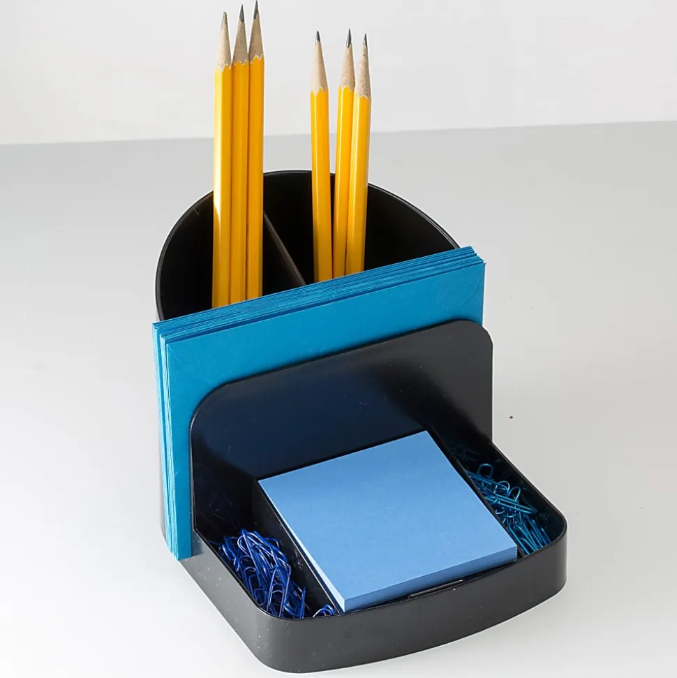 Officemate 26022 Recycled Deluxe Desktop Organizer, 5 Compartment, Black - 5 Compartment(s) - 5"x5.4"x 6.8" Depth - 26022