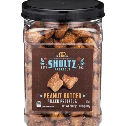 Office Snax Peanut Butter Filled Pretzels - Resealable Tub - Peanut Butter - 1.50 lb - 1 Each