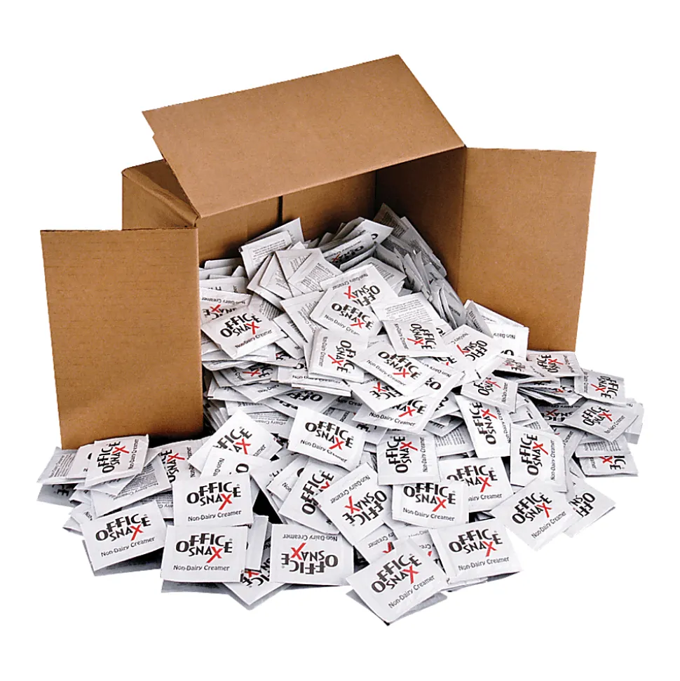 Office Snax Single-Use Non-Dairy Creamer, 0.08 Oz, Carton Of 800