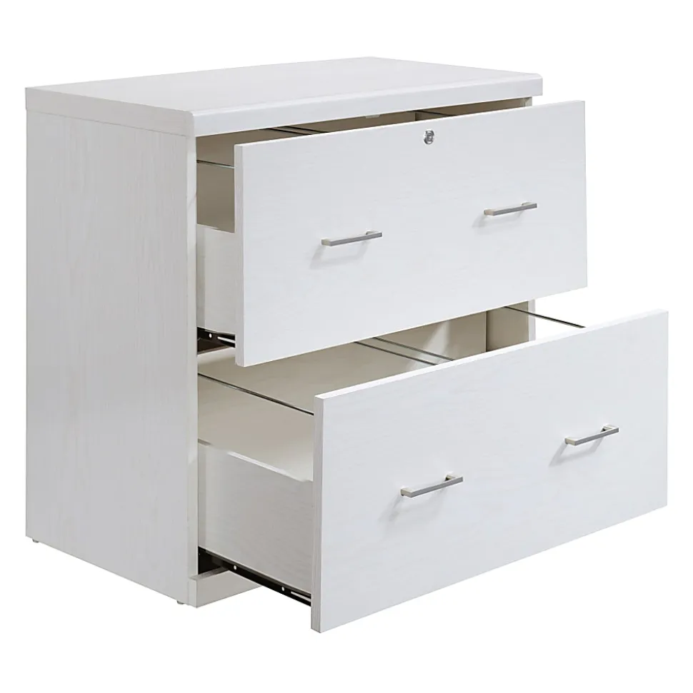 Office Star™ Alpine 30"W x 17"D Lateral 2-Drawer File Cabinet With Lockdowel™ Fastening System, White