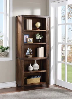Office Starâ„¢ Baton Rouge 73"H 5-Shelf Bookcase, Brushed Walnut