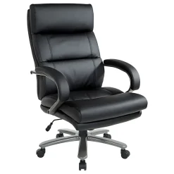 Office Star™ Big And Tall Ergonomic Bonded Leather High-Back Executive Chair, Black