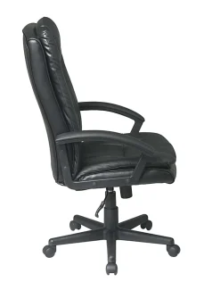 Office Star™ Deluxe Bonded Leather High-Back Executive Chair, Black