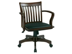 Office Star™ Deluxe Wood Banker's Chair With Padded Seat, Black/Espresso
